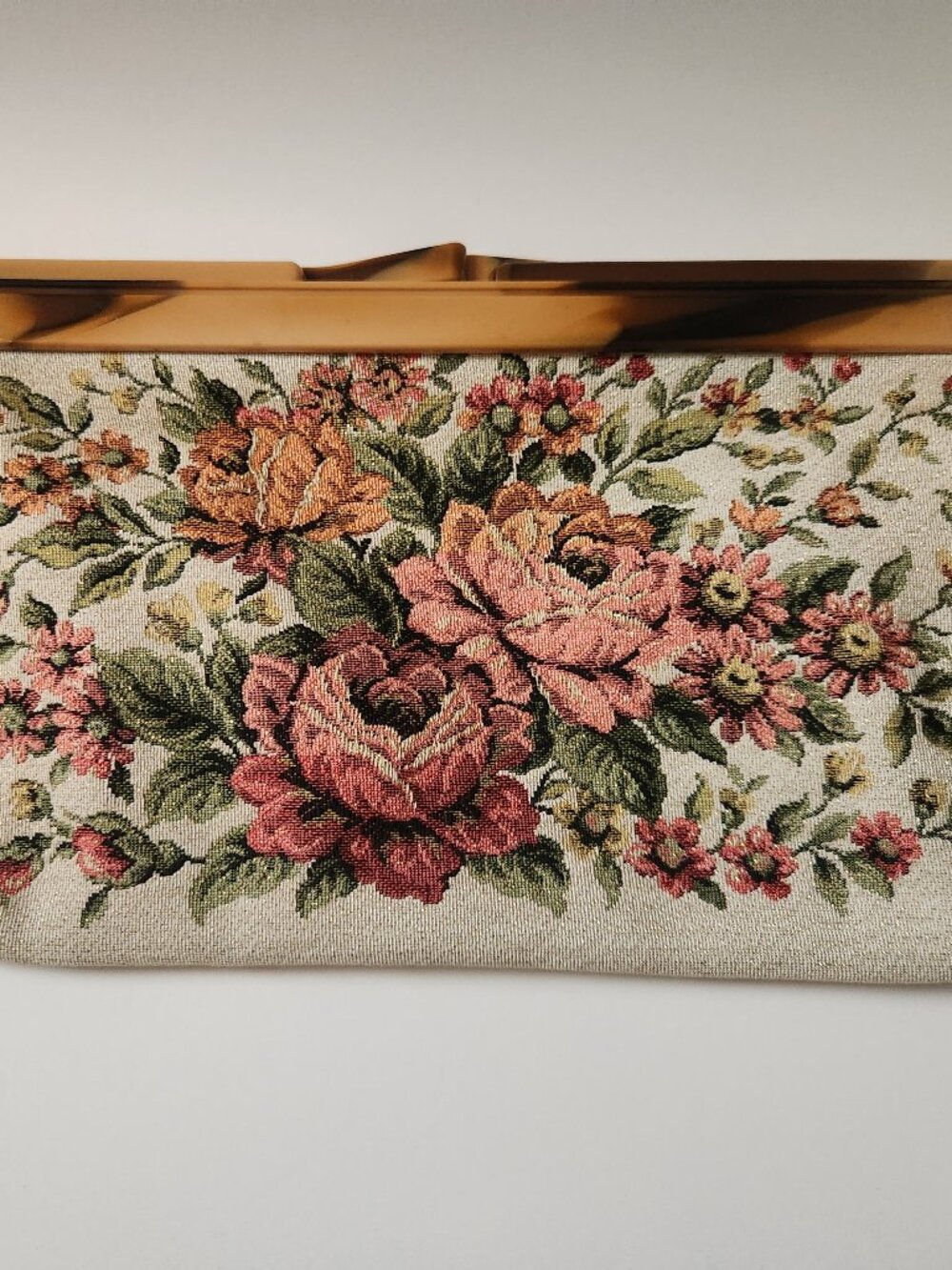 Vintage Needlepoint Floral Tapestry Purse Clutch Grandmacore